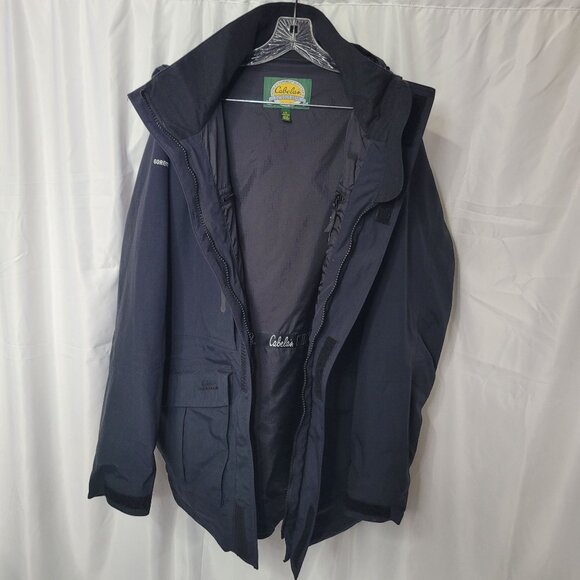 Cabela's Guidewear GoreTex Waterproof Outdoor Full-Zip Jacket Men' Navy Size L/L - Picture 3 of 12